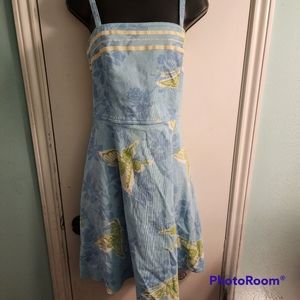 Amanda Smith dress, size 10, blue with green butterflies
